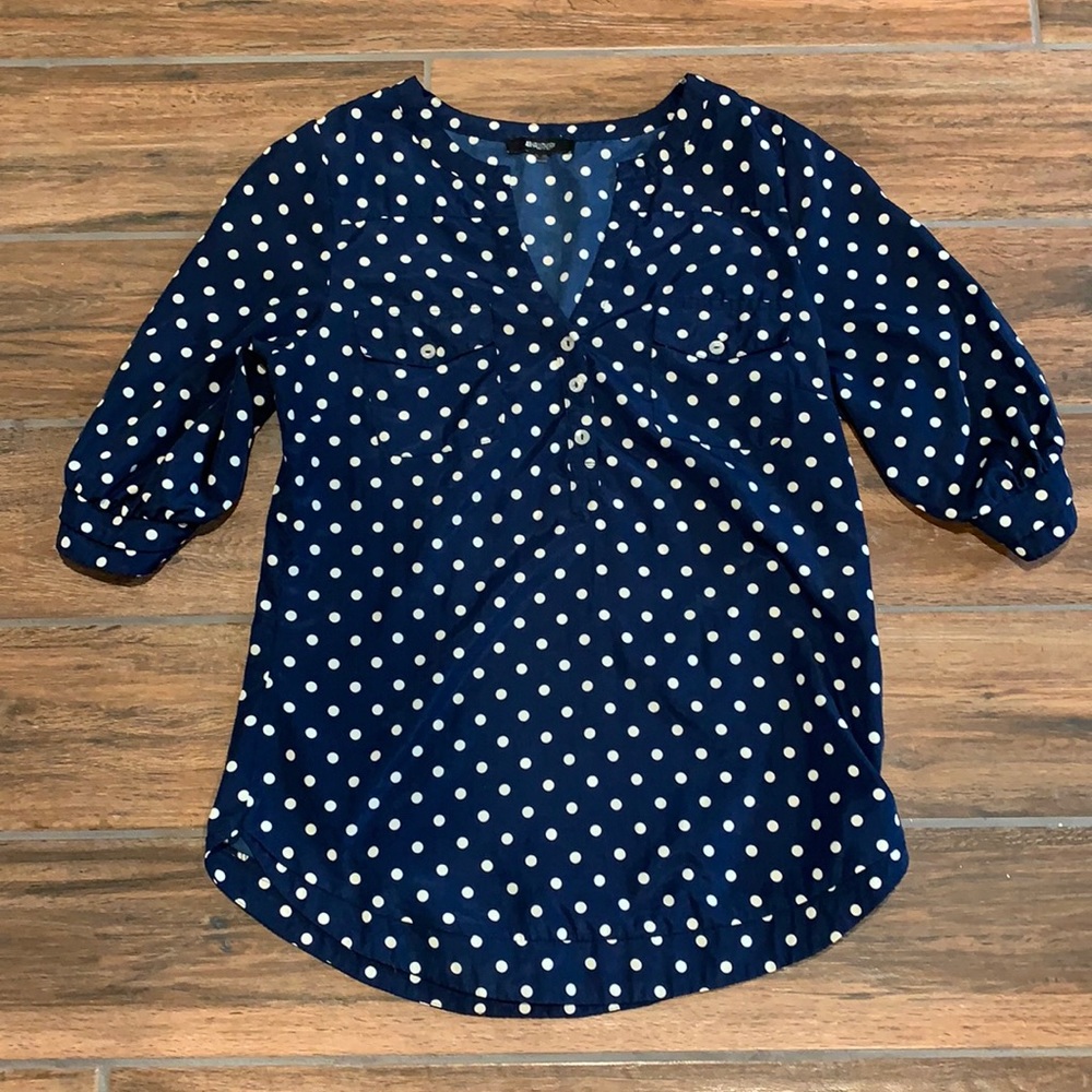 41Hawthorn Blue and White Polka Dot Blouse